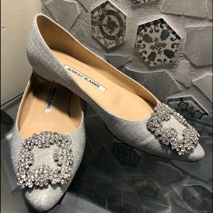 Manolo Blahnik Silver Flats 37 Hangsisi